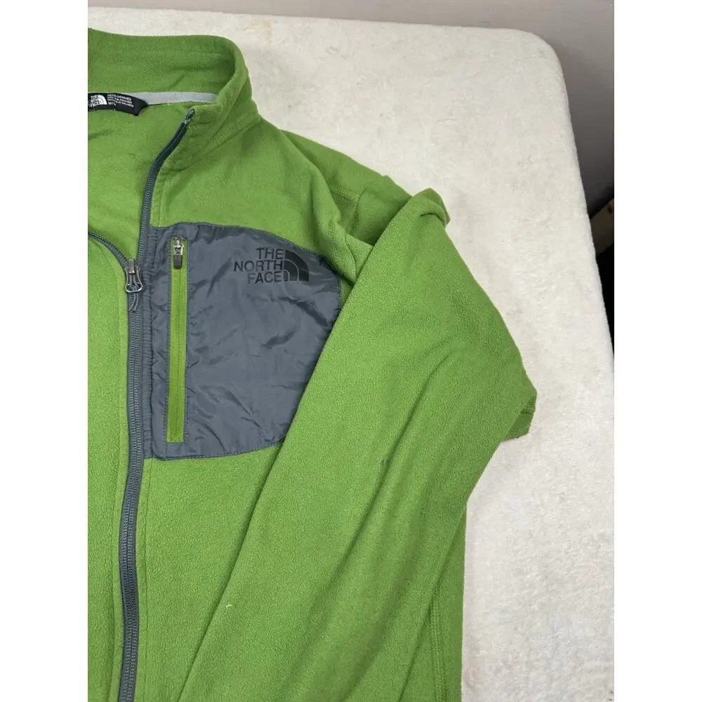 The North Face Men’s Full Zip Fleece Jacket Green Chest Pocket Size Medium
